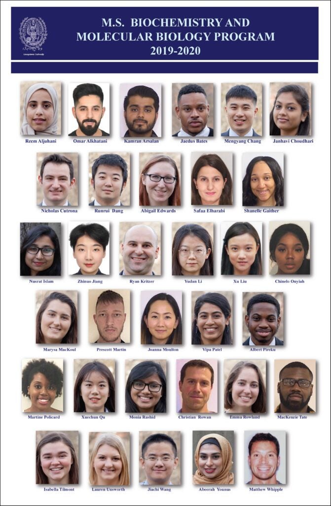 Class of 2019-20 headshots - M.S. in Biochemistry & Molecular Biology