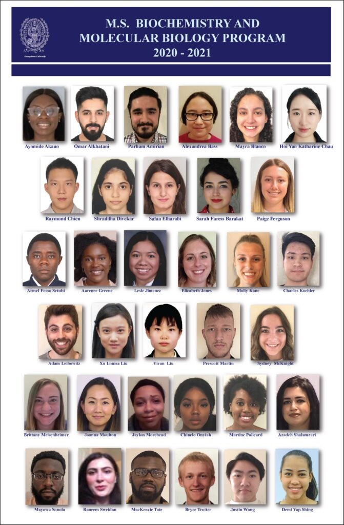 Class of 2020-21 headshots - M.S. in Biochemistry & Molecular Biology