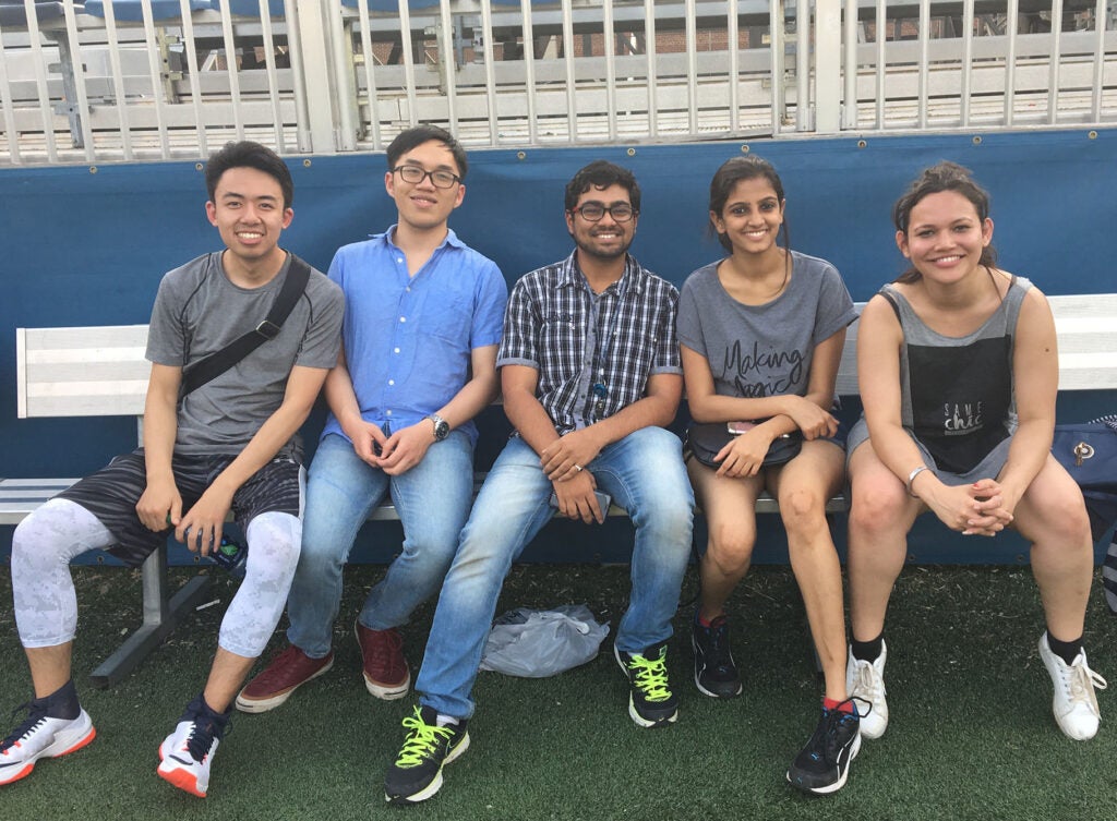 Participants on the sideline at the 2017 Soccer Match and Barbecue