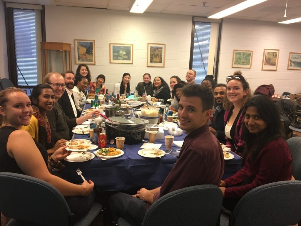 Attendees at the table at Thanksgiving 2018