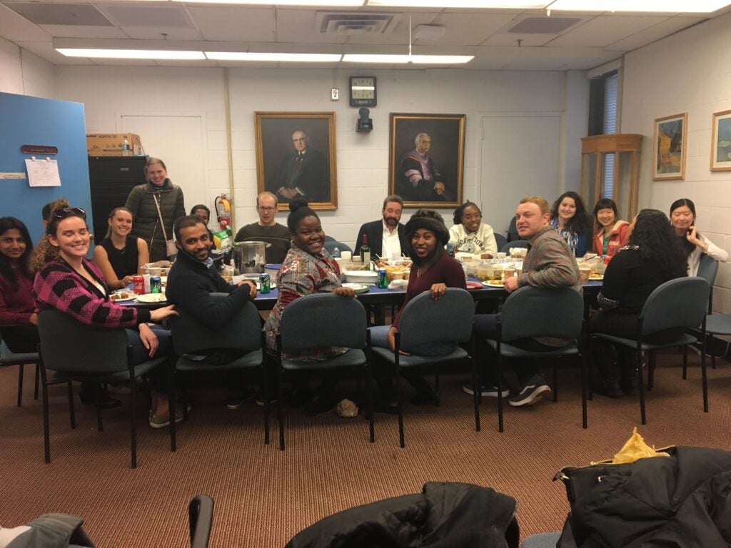 Attendees at the table at Thanksgiving 2018
