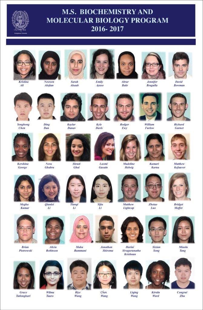 Class of 2016-17 headshots - M.S. in Biochemistry & Molecular Biology