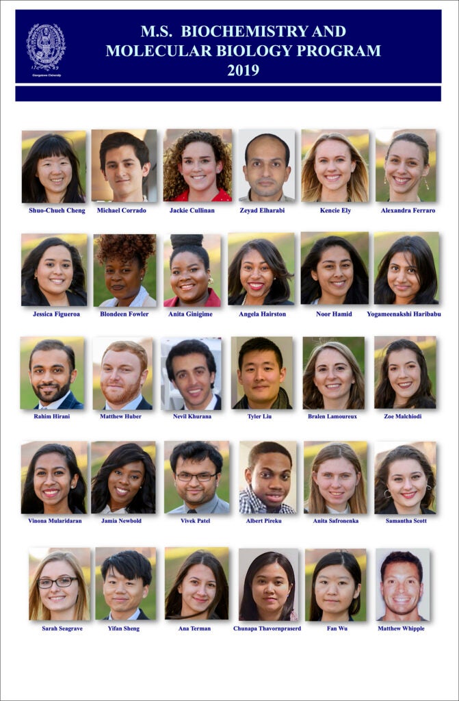 Class of 2019-20 headshots - M.S. in Biochemistry & Molecular Biology