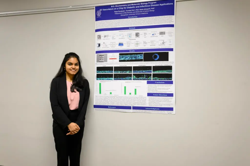 A student with poster presentation